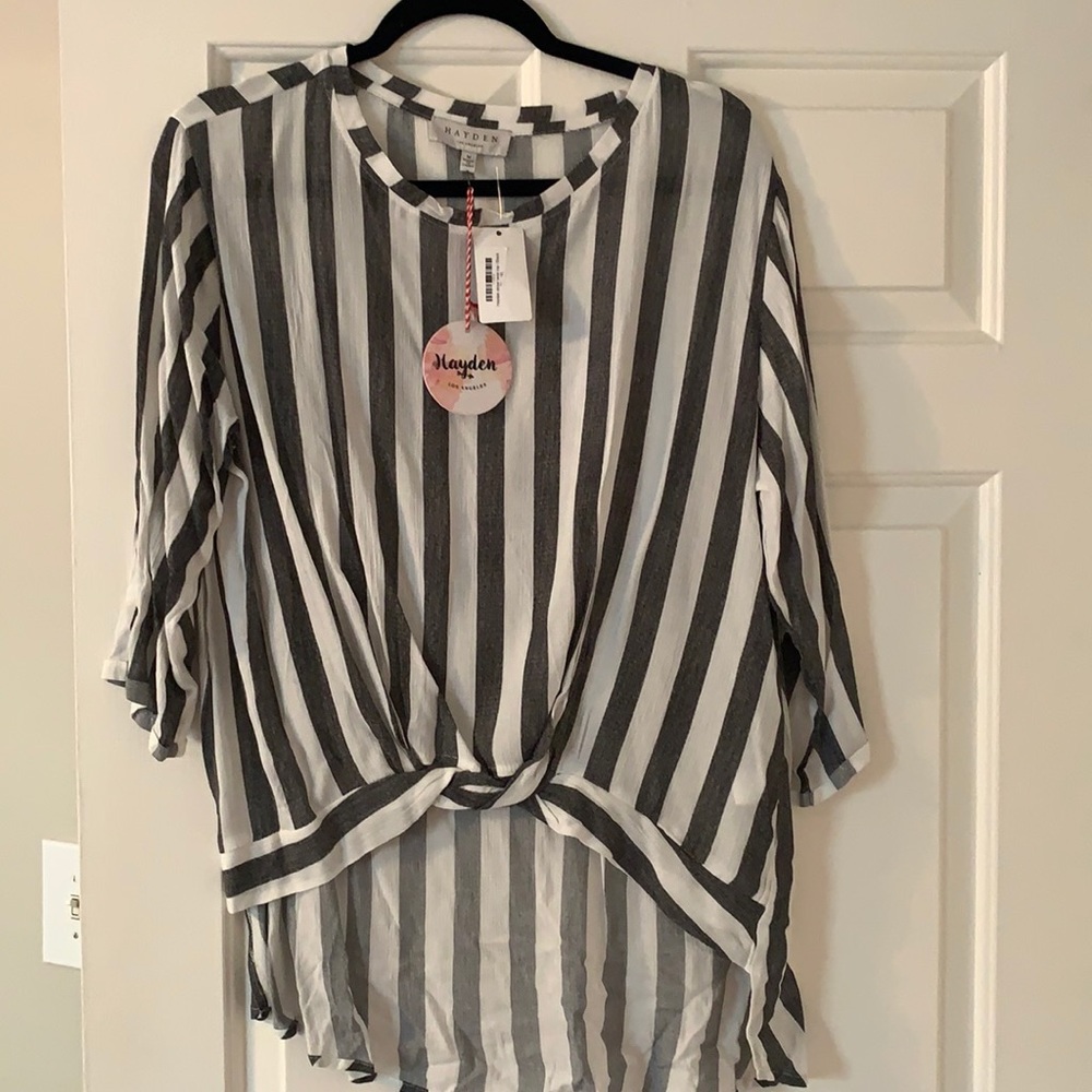 NWT Hayden Strip Twist Top